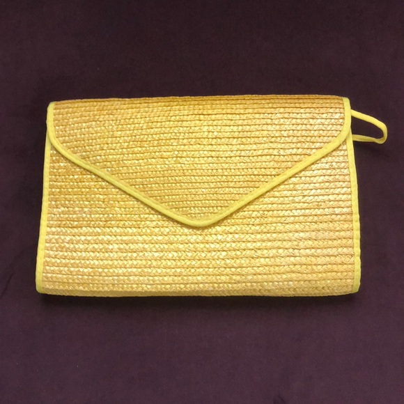 Handbags - Yellow straw clutch bag
